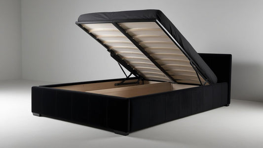 black king size ottoman bed with side opening lift up storage