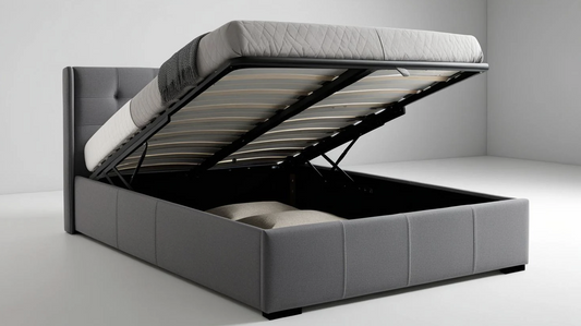 grey king size ottoman bed with end opening storage
