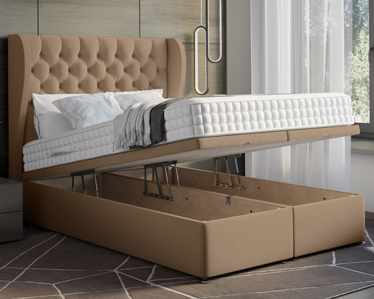 Oyster Winged Ottoman Divan Bed