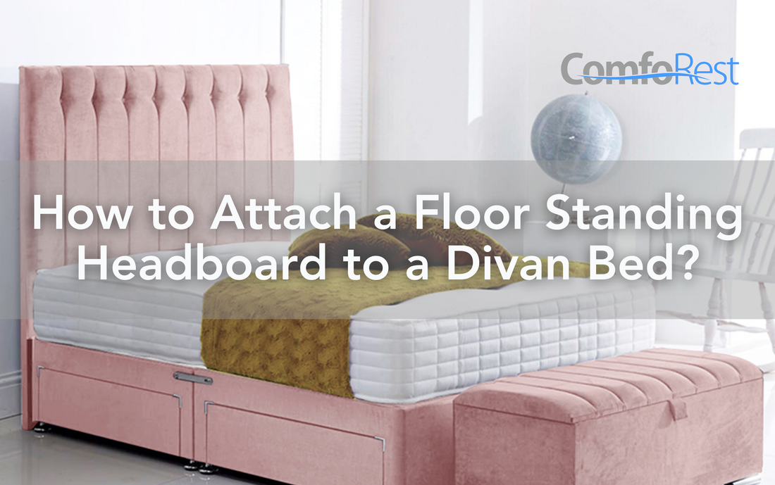 Plush pink divan bed with a floor-standing headboard and ottoman storage, showcasing a stylish and functional bedroom setup