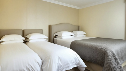 two single beds next to a king size bed