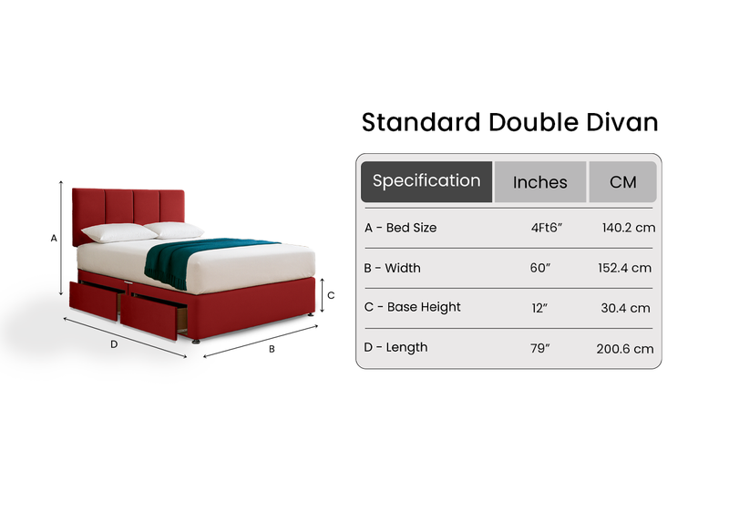 Standard Double Divan Bed features