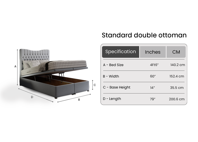 Standard Double Ottoman Bed Features