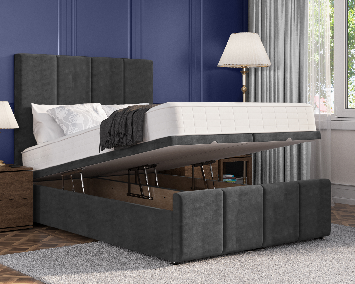 4 Panel Plus Ottoman Bed