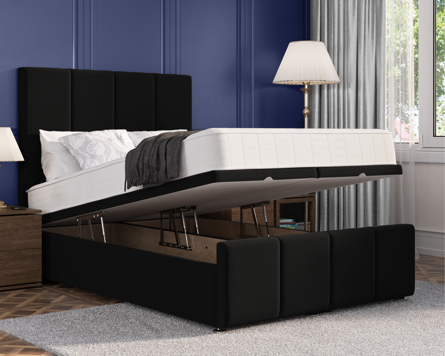 4 Panel Plus Ottoman Bed