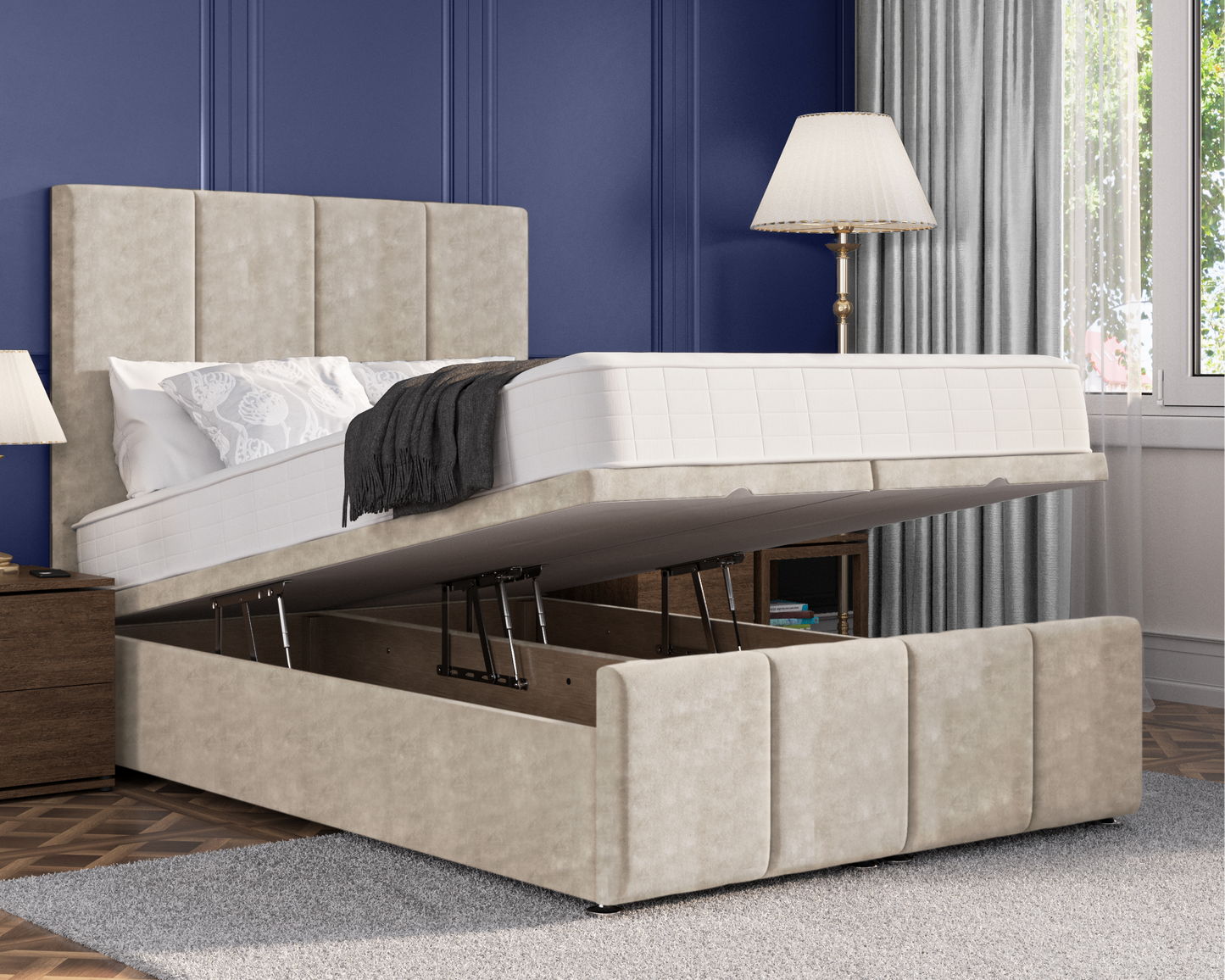 4 Panel Plus Ottoman Bed