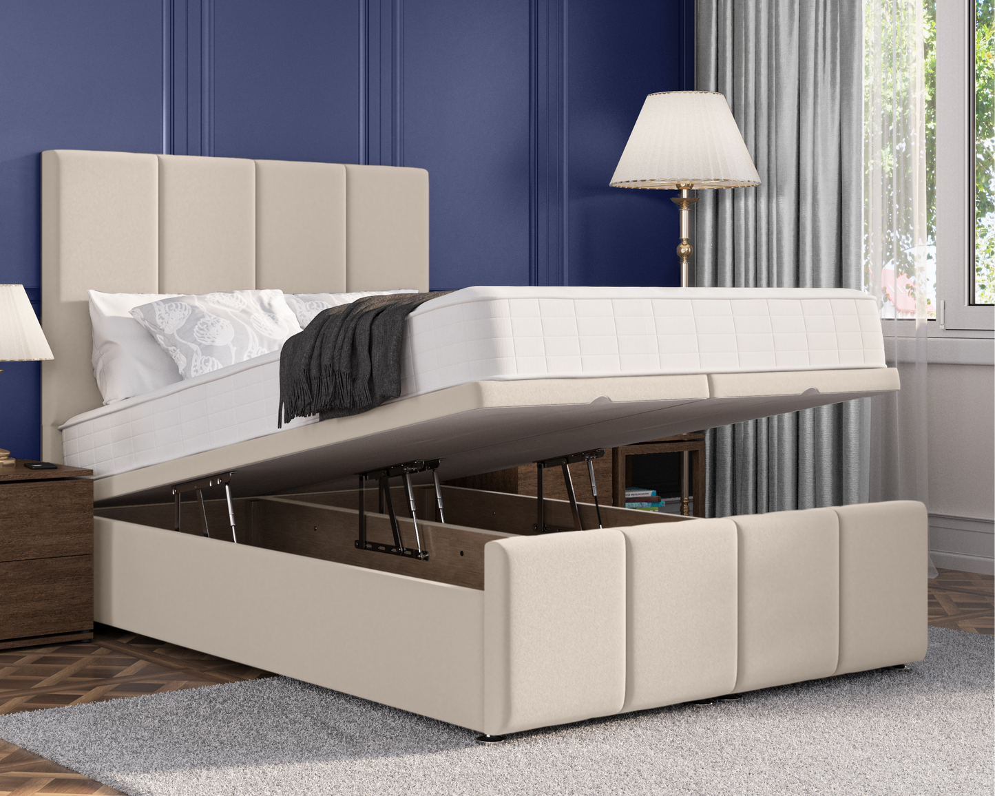 4 Panel Plus Ottoman Bed