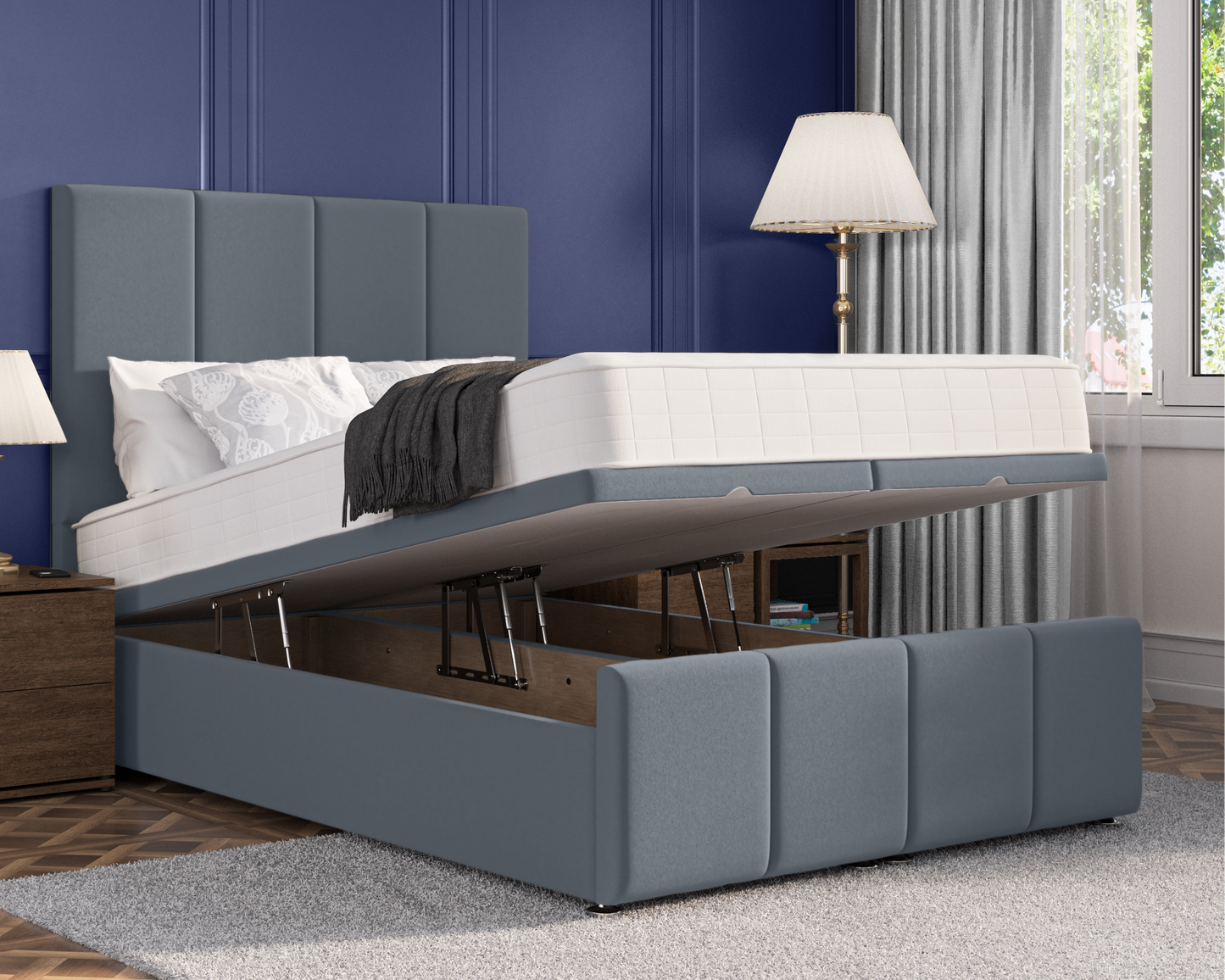 4 Panel Plus Ottoman Bed