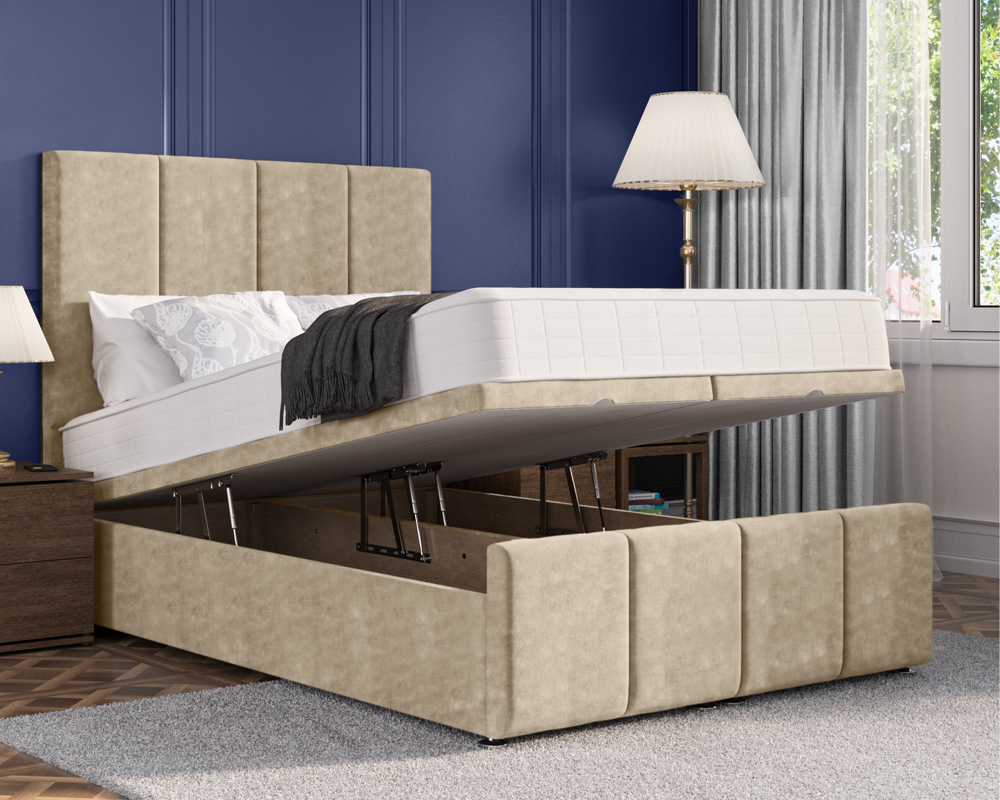 4 Panel Plus Ottoman Bed