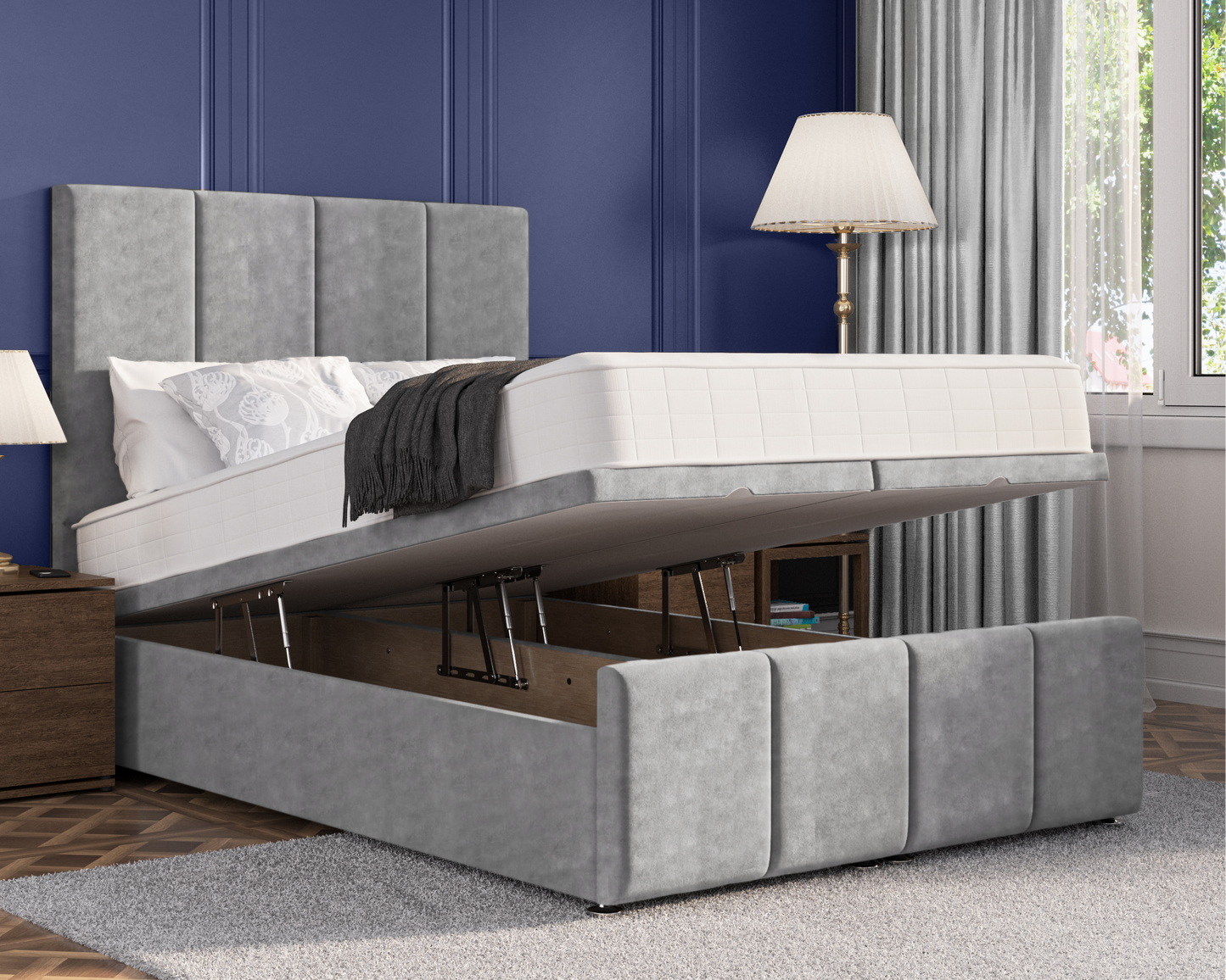 4 Panel Plus Ottoman Bed