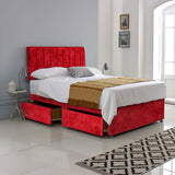 Stripe Divan Bed with Headboard