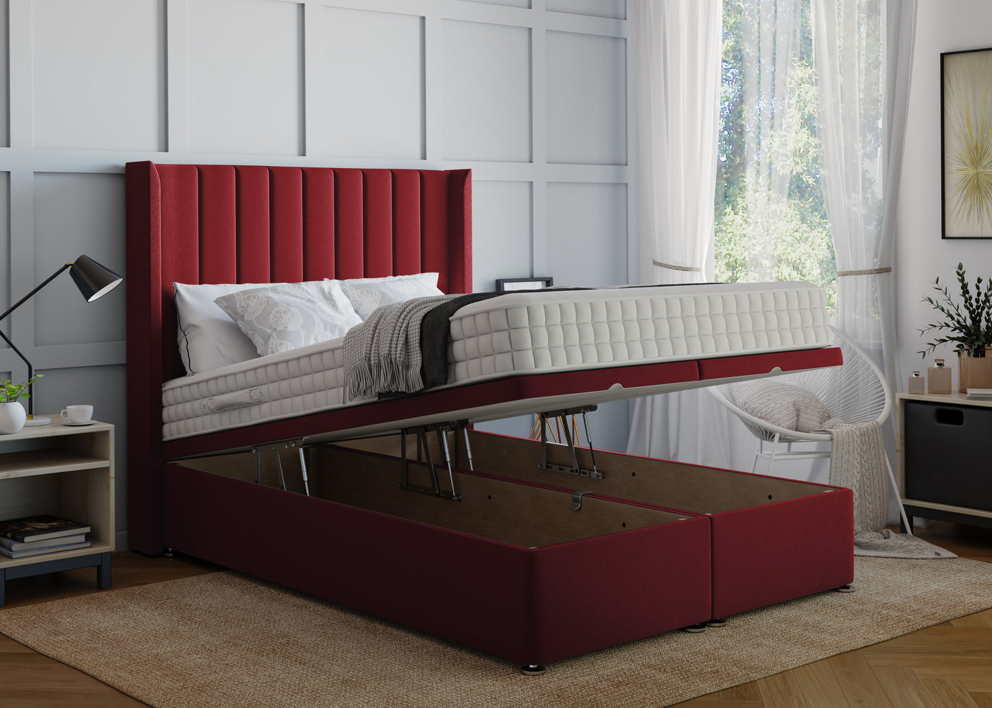 Stripe Winged Ottoman Bed