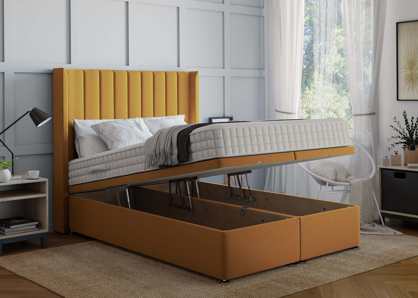 Stripe Winged Ottoman Bed