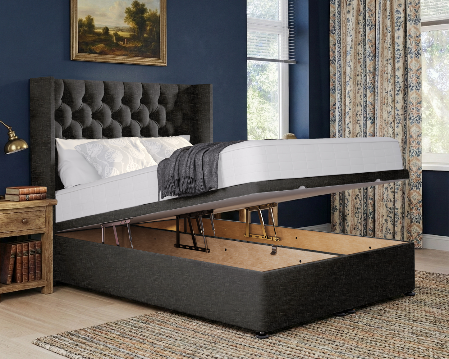 Chesterfield Wing Ottoman Divan Bed
