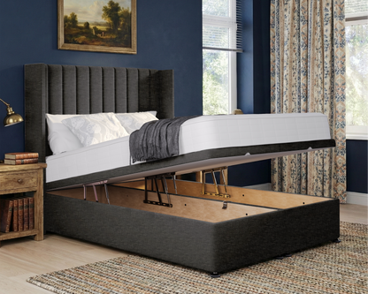 Stripe  Winged Ottoman Divan Bed