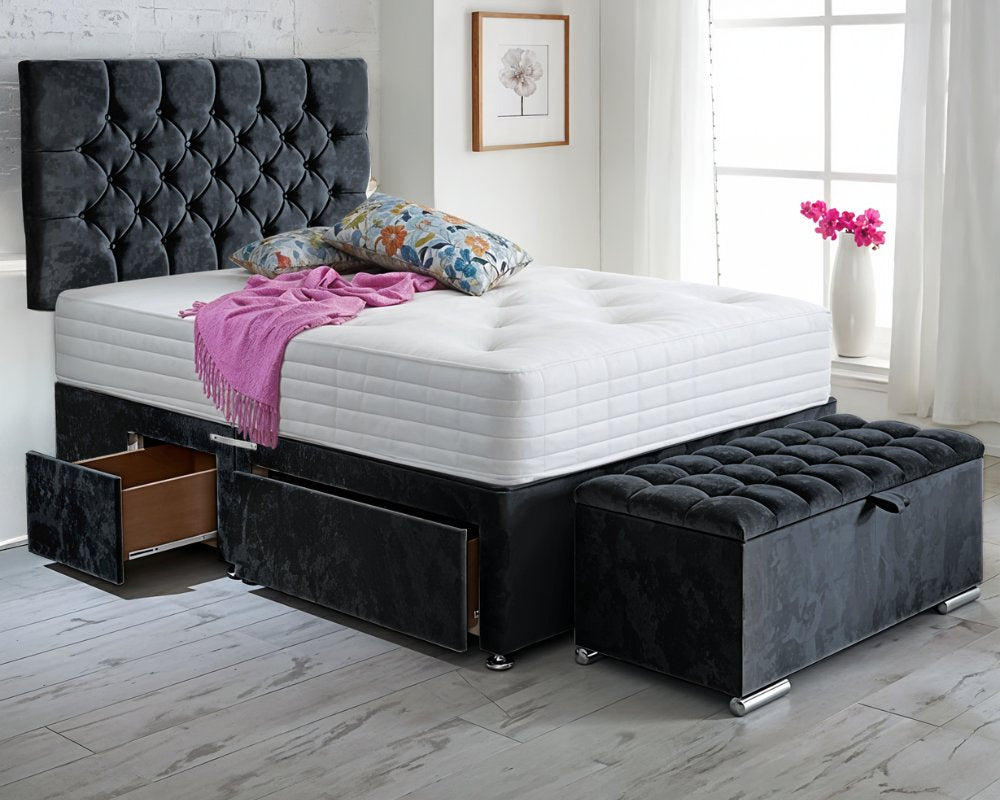Ibex King Size Divan Bed with Ottoman Set