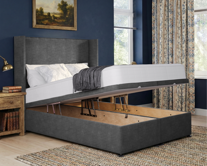 Plain Winged Ottoman Divan Bed
