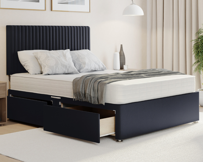 black plush malia divan bed with mattress