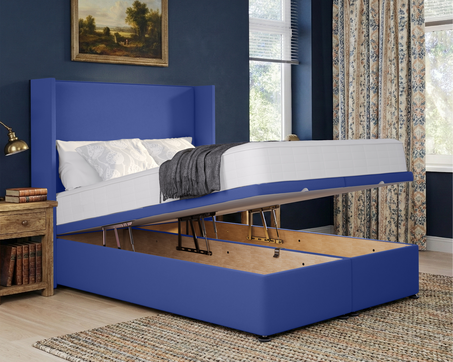 Plain Winged Ottoman Divan Bed