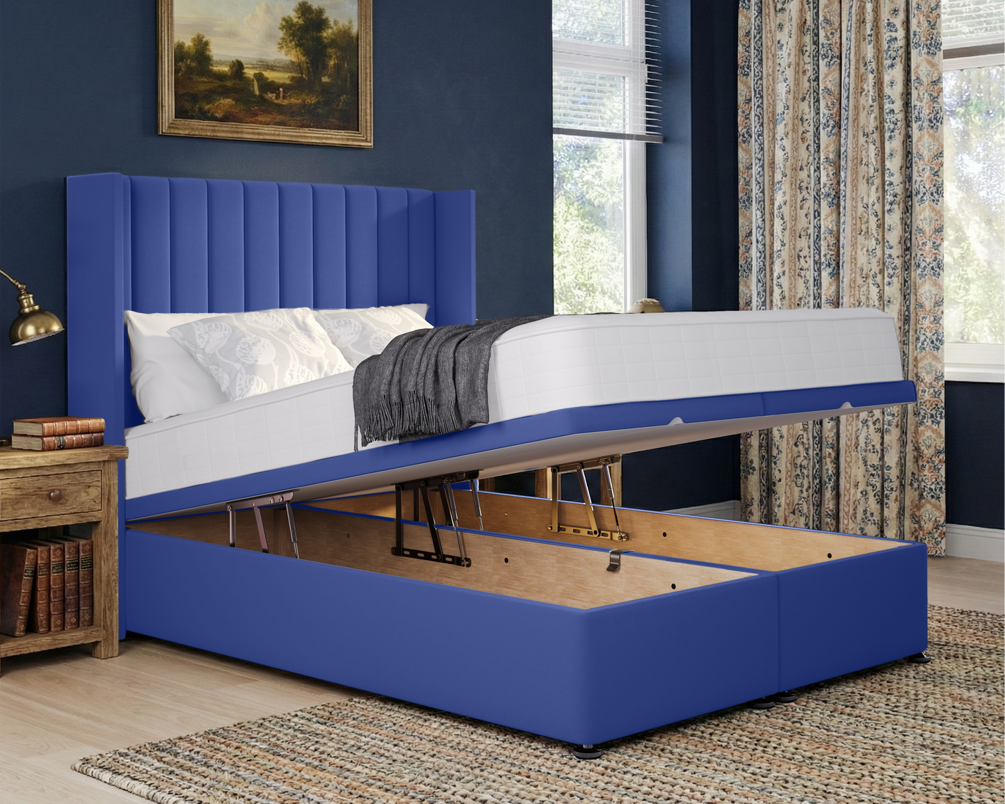 Stripe  Winged Ottoman Divan Bed