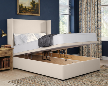 Plain Winged Ottoman Divan Bed