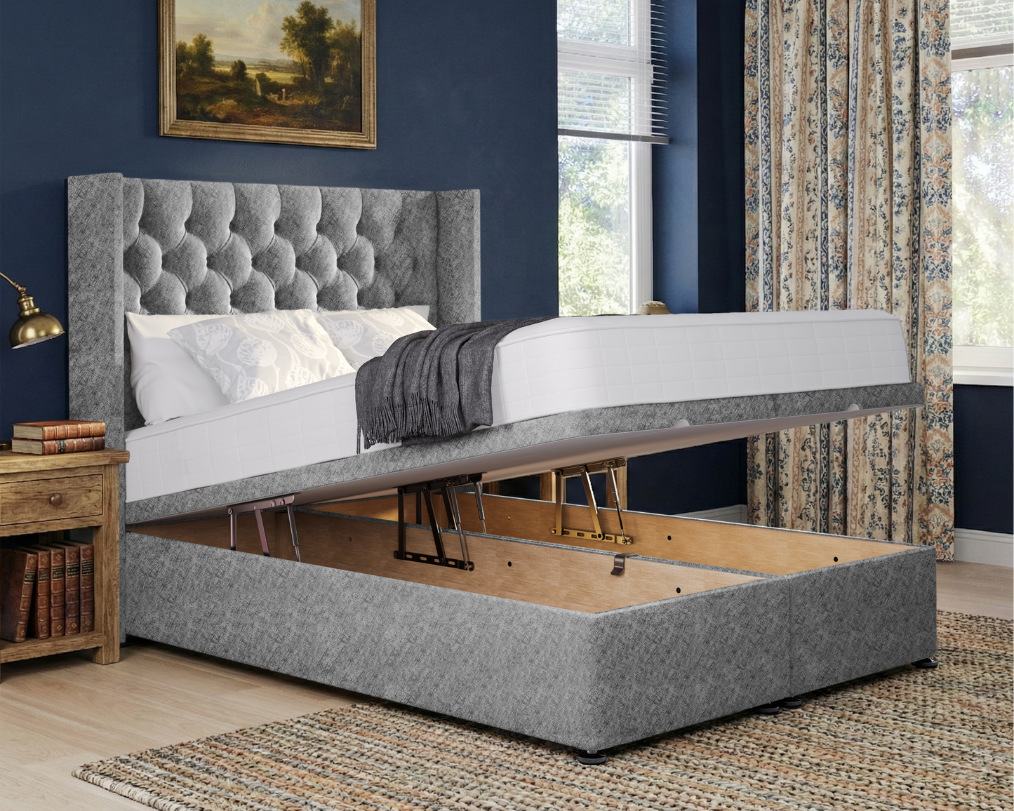 Chesterfield Wing Ottoman Divan Bed