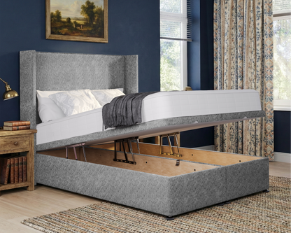Plain Winged Ottoman Divan Bed