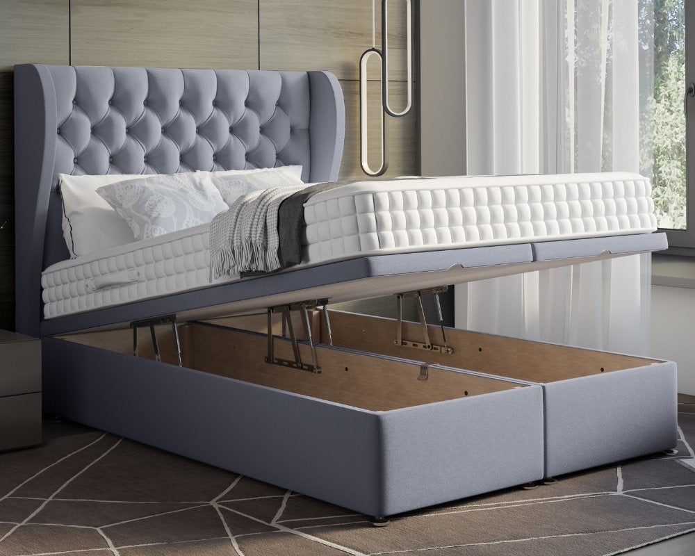 Oyster Winged Super King Ottoman Divan Bed