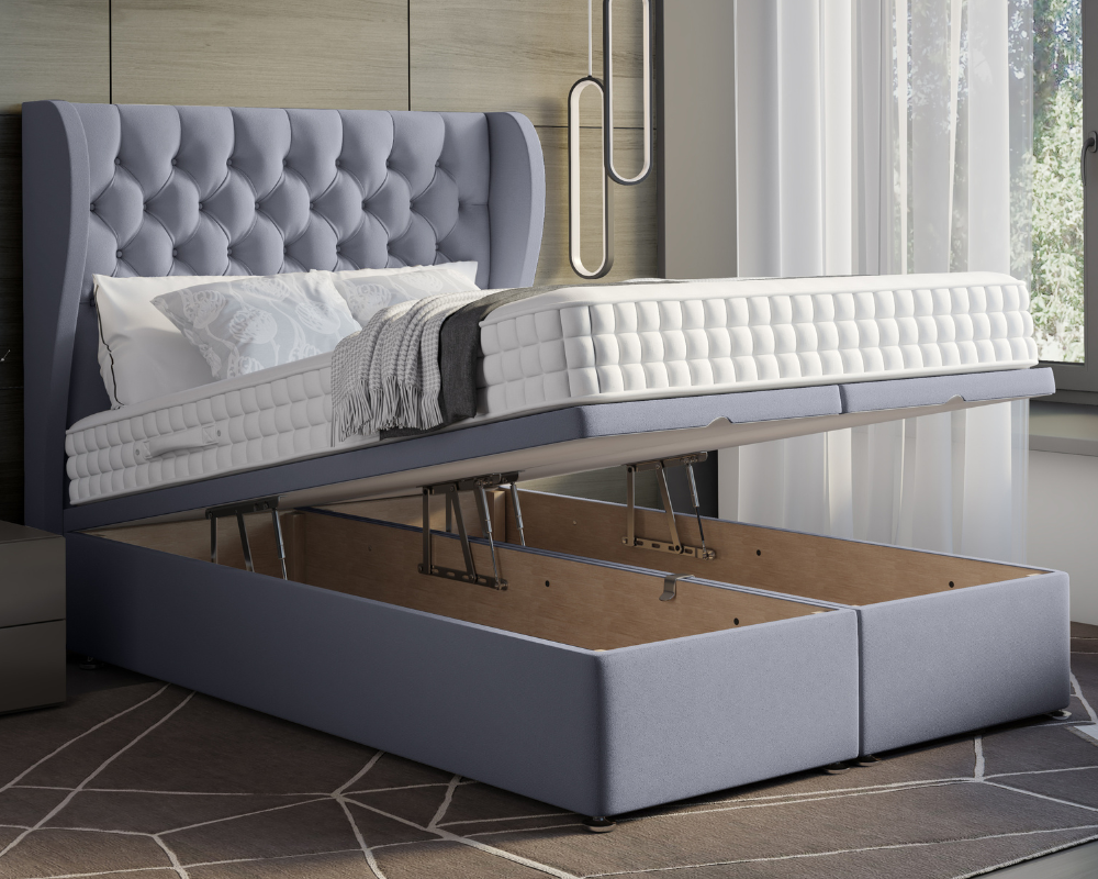 Oyster Winged Ottoman Divan Bed