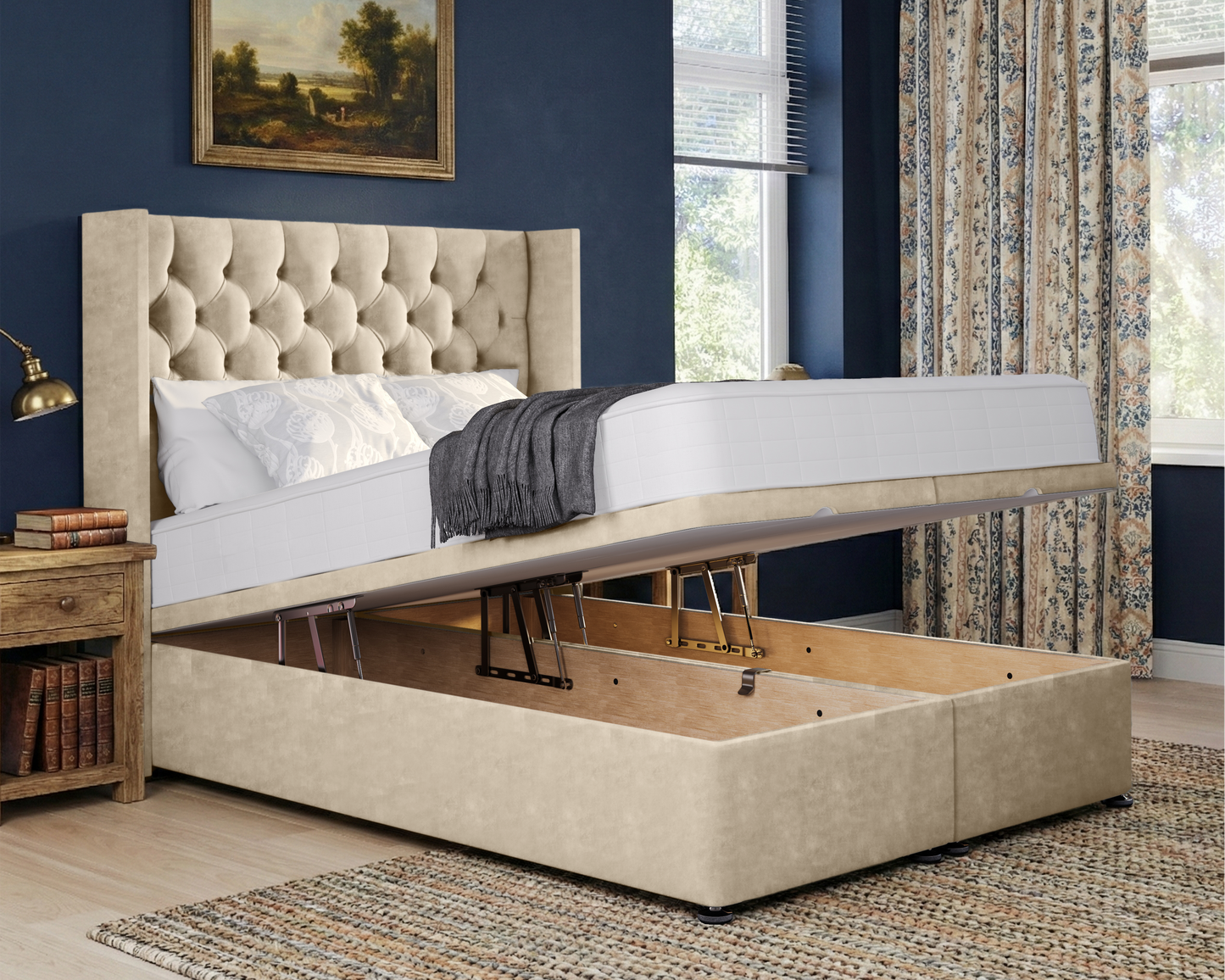 Chesterfield Wing Ottoman Divan Bed