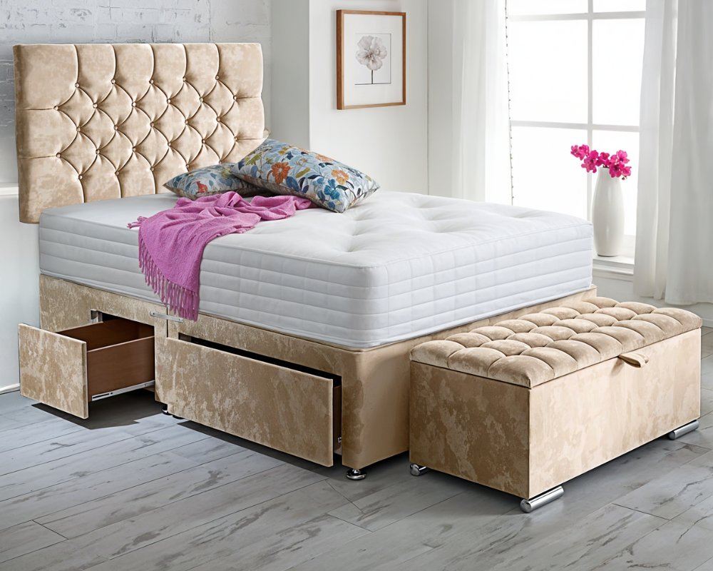 Ibex King Size Divan Bed with Ottoman Set