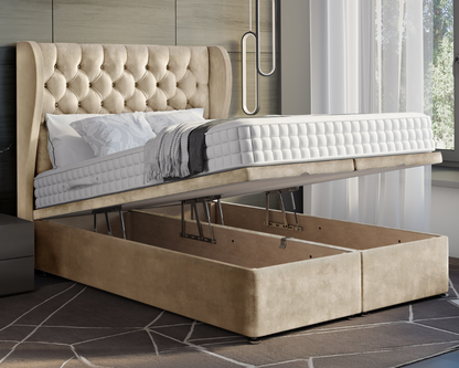 Oyster Winged Ottoman Divan Bed