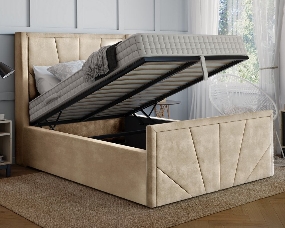 York Winged Super King Ottoman Bed