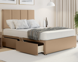 mink plush 4 panel style divan bed with drawers and mattress