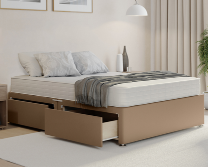 mink plush divan bed base with mattress and drawers