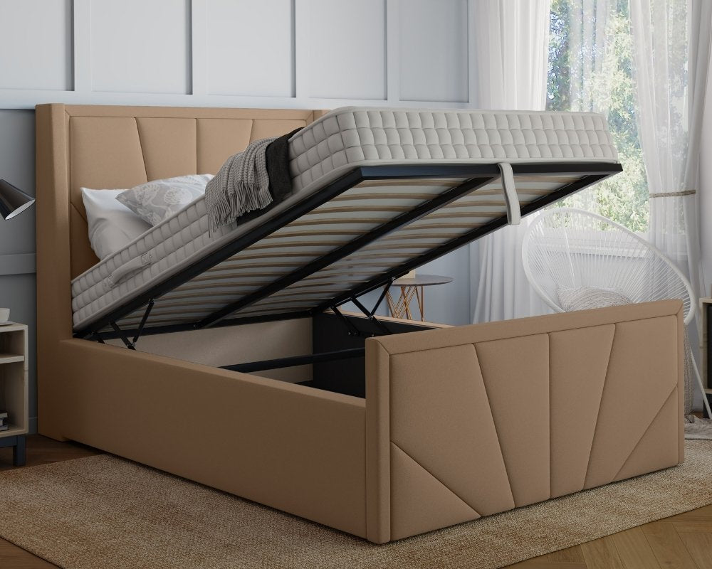 York Winged Super King Ottoman Bed