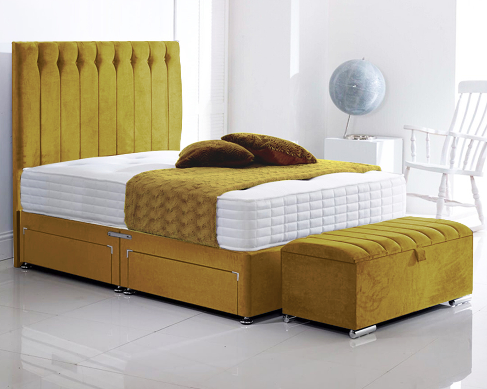 mustard olivia bed divan bed set with ottoman storage box