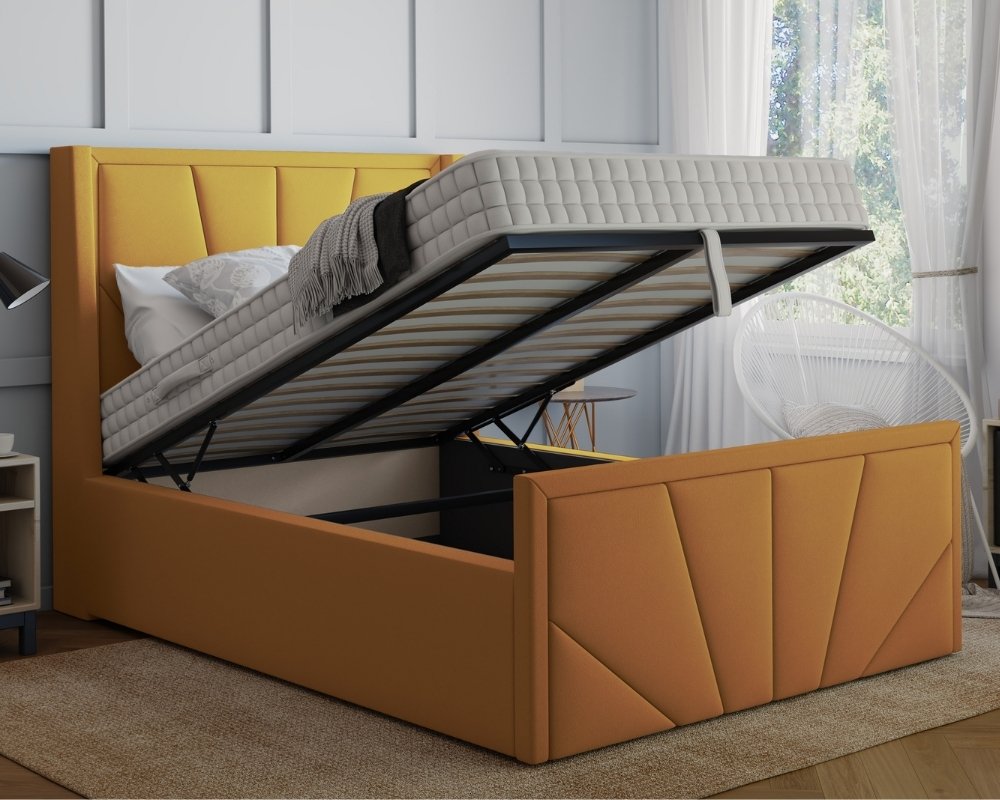 York Winged Super King Ottoman Bed