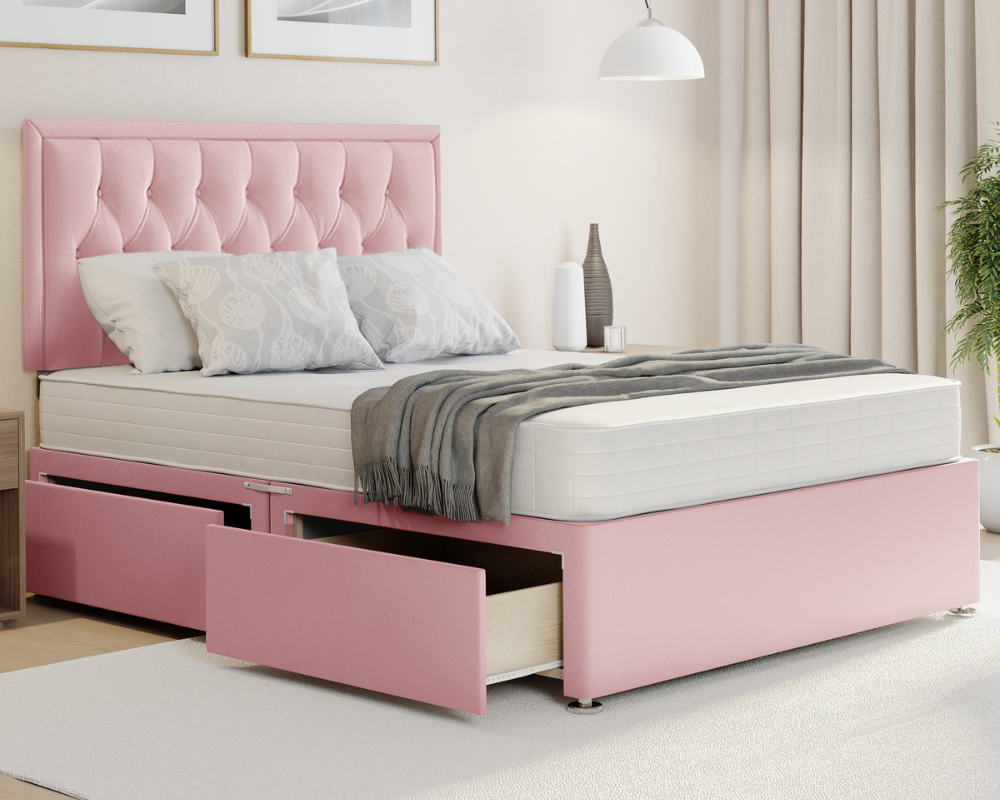 pink plush sarah divan bed set