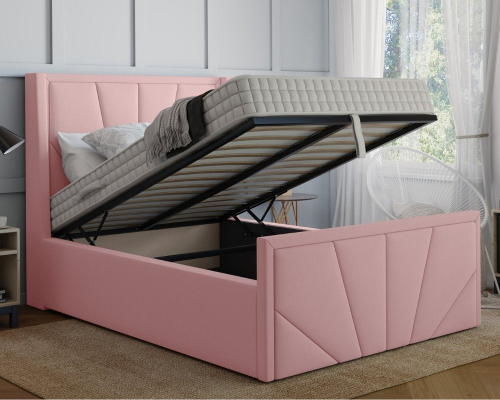 York Winged Super King Ottoman Bed