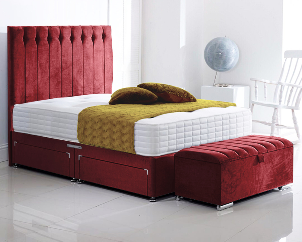 red olivia bed divan bed set with ottoman storage box