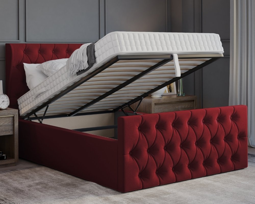 Oyster Winged King Size Ottoman Bed