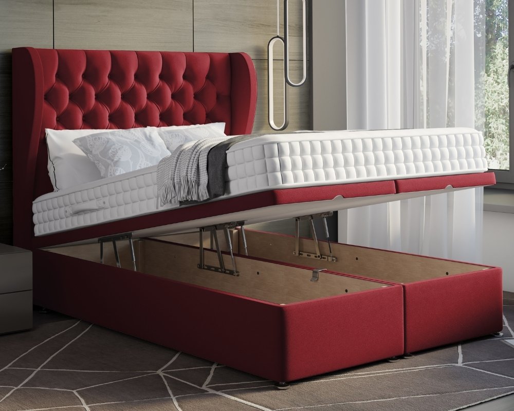 Oyster Winged Super King Ottoman Divan Bed