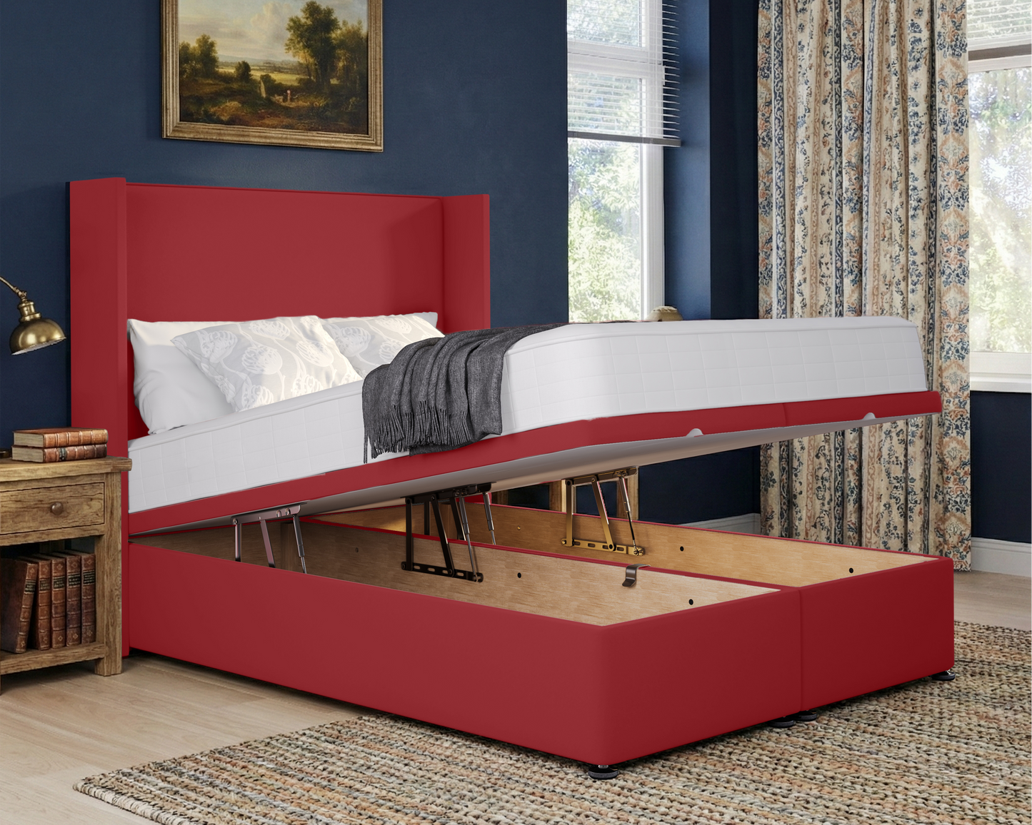 Plain Winged Ottoman Divan Bed