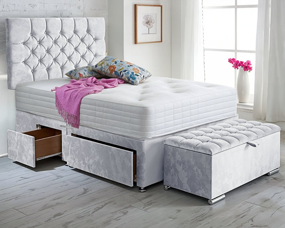 Ibex King Size Divan Bed with Ottoman Set