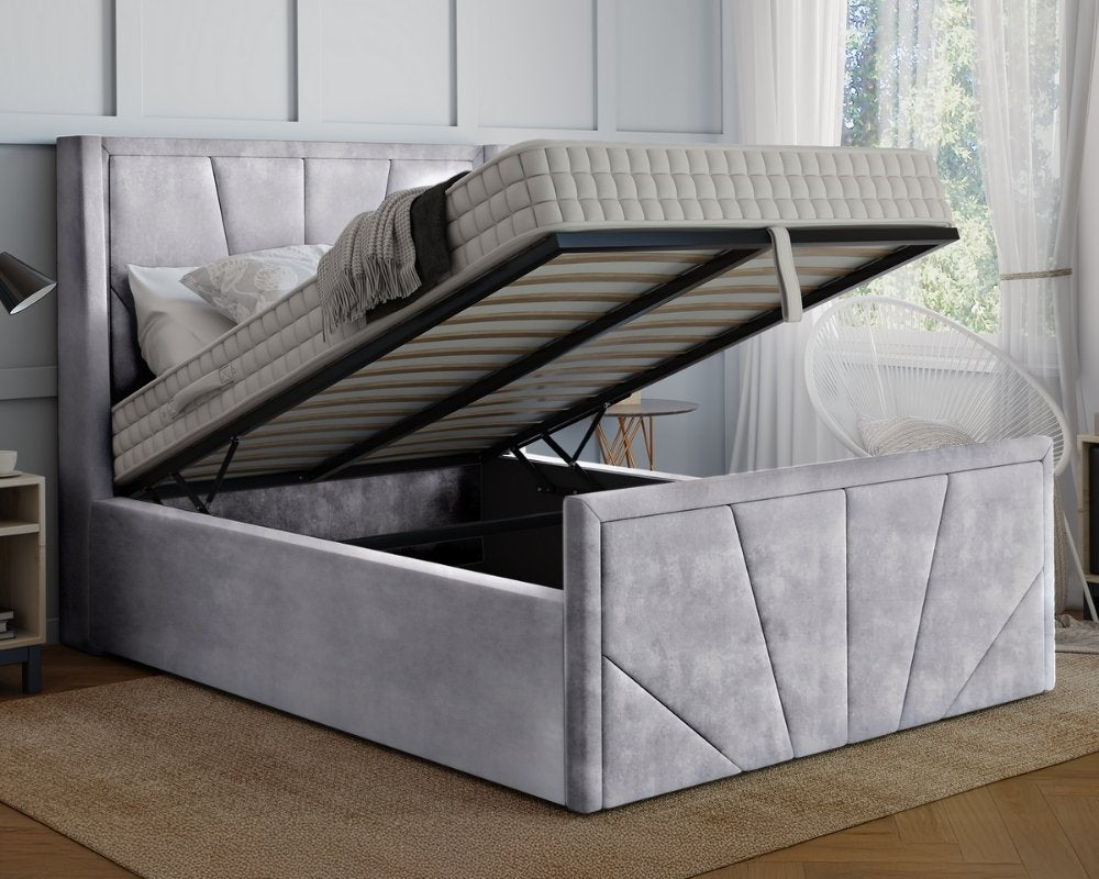 York Winged Super King Ottoman Bed