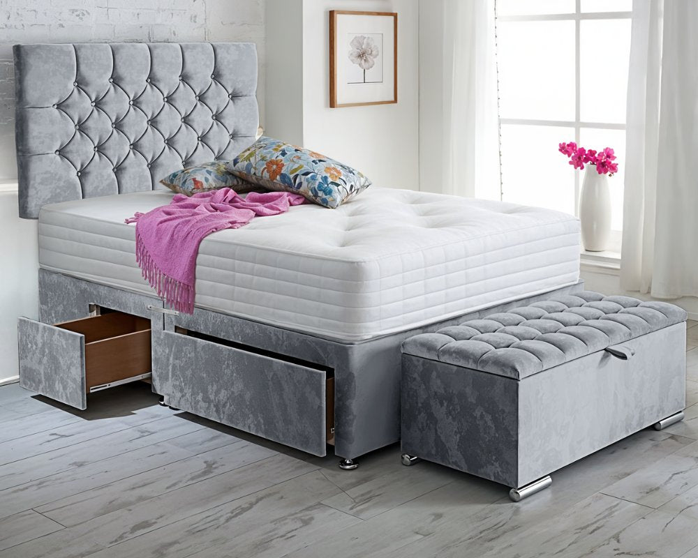Ibex King Size Divan Bed with Ottoman Set