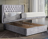 Oyster Winged Single Ottoman Divan Bed