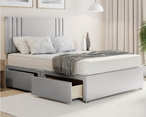 silver plush felix divan bed with mattress and drawers