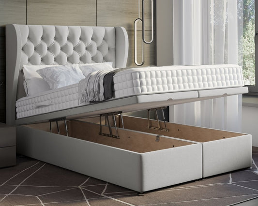 Oyster Winged King Size Ottoman Divan Bed